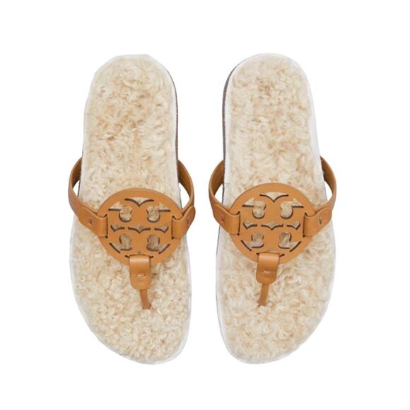 Tory Burch Miller Cloud Genuine Shearling Flip Flop Flats Sandals Size 10 NWB - Picture 6 of 12